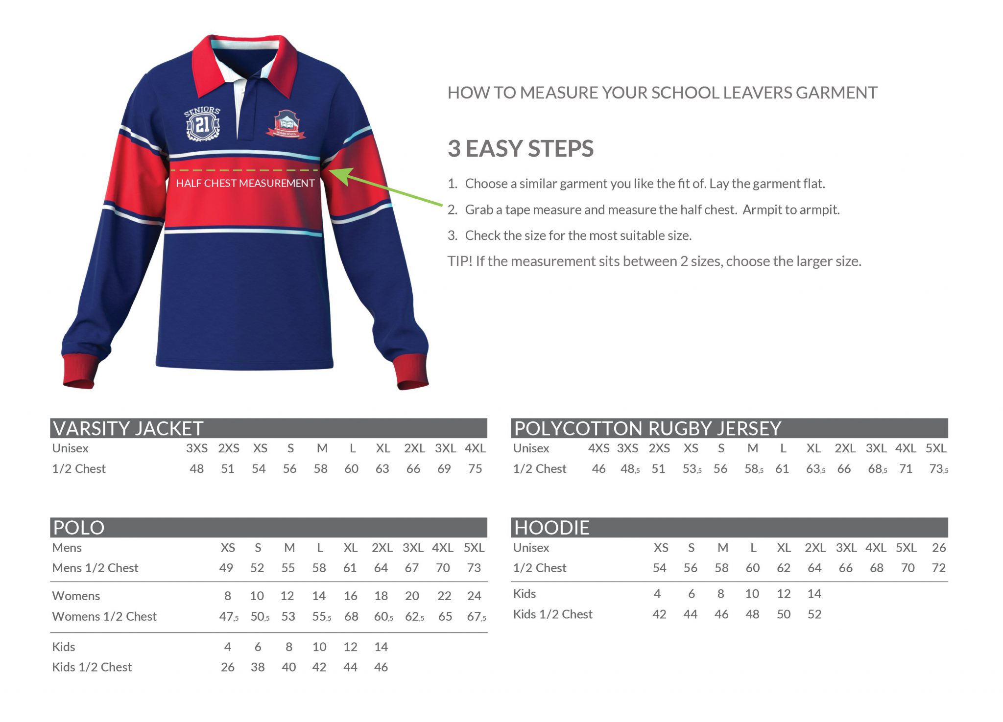 Garment Sizing Chart
